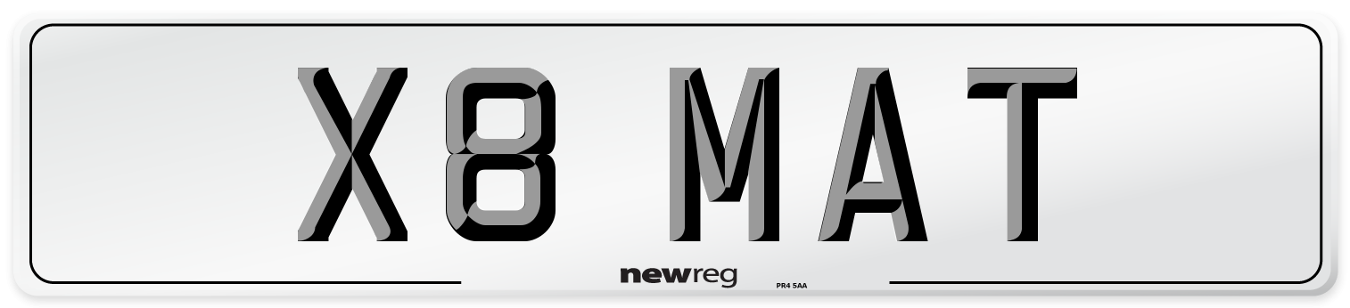 X8 MAT Number Plate from New Reg